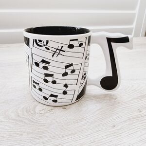 Ceramic Musical Notes Black White 12oz Mug  Great Add-On for Bundling